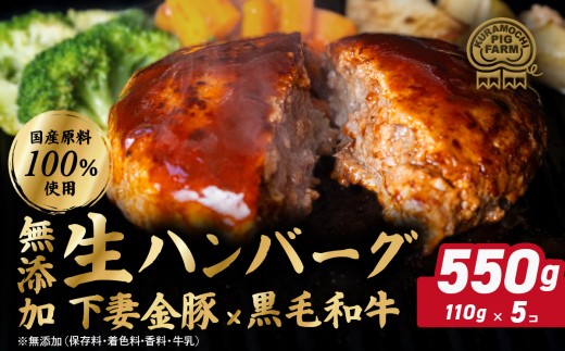 ハンバーグ 無添加 約550g (約110g×5個) 下妻金豚 黒毛和牛【農場直営店】肉屋のこだわり 生ハンバーグ【ぶぅーぶーブランド】【ハンバーグ 無添加 和牛 黒毛和牛 はんばーぐ 牛肉 豚肉 ブタ