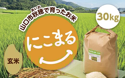 A102 あいお(秋穂)で育ったお米 にこまる 玄米30kg山口県山口市103000米・パン玄米・雑穀米・もち米・餅