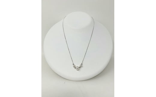985 あこや真珠3個付き貫通ネックレス(ミラーボール入り)三重県伊勢市240000衣類・装飾品・工芸品アクセサリー