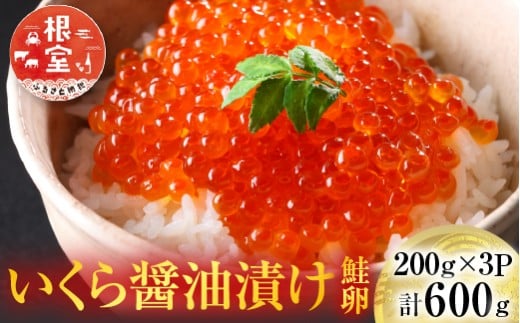 B-14012【年内配送可】  <計600g>いくら醤油漬け(鮭卵)200g×3P北海道根室市23000魚介・海産物いくら