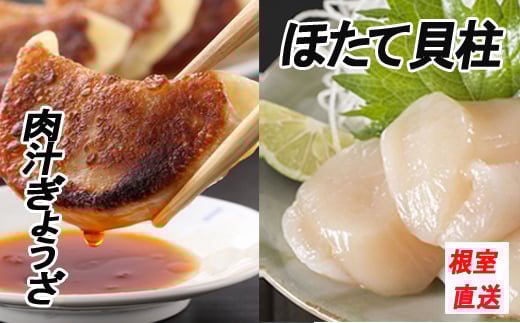 A-70043【年内配送可】 餃子25個×1P、ほたて貝柱200g×1P北海道根室市14000肉その他 肉