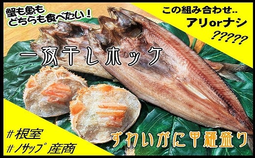 C-59025【年内配送可】 一夜干しホッケ4枚、ずわいがに甲羅盛り2P北海道根室市29000魚介・海産物干物