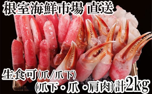 B-11085【年内配送可】  本ズワイガニ(爪棒肉ポーション・爪下棒肉ポーション・肩肉)2kgセット北海道根室市23000魚介・海産物カニ