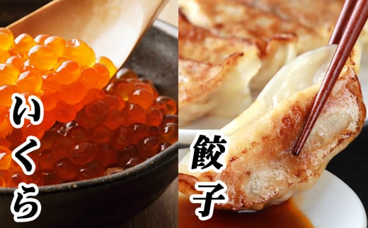 C-76014【年内配送可】 餃子25個×2P、いくら醤油漬け100g×3P北海道根室市29000肉その他 肉