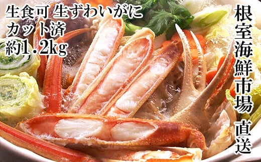 B-28100【12/10まで年内配送】  根室海鮮市場<直送>生食可!カット済み生ずわいがに約1.2kg(お刺身・焼きガニ・カニ鍋等)北海道根室市23000魚介・海産物カニ