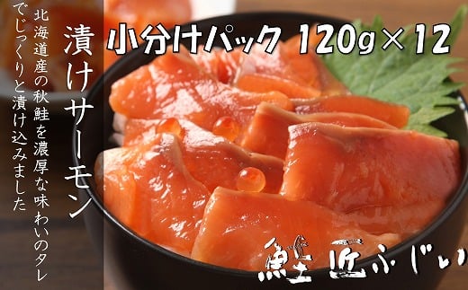 F-42008【12/21まで年内配送】 <鮭匠ふじい>漬けサーモン丼の具120g×12P(小分け)北海道根室市34000魚介・海産物鮮魚