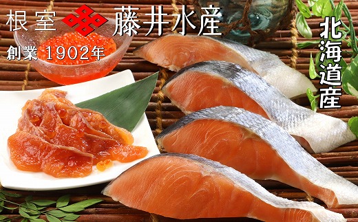 G-42004【12/21まで年内配送】 <鮭匠ふじい>鮭・いくらセット北海道根室市10000魚介・海産物鮮魚