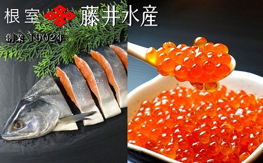 F-42014【12/21まで年内配送】 紅鮭姿切り1.5kg×1P・いくら醤油漬け100g×4P北海道根室市34000魚介・海産物鮮魚