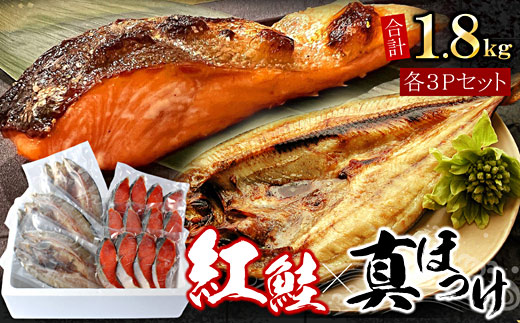 A-07038【12/21まで年内配送】 紅鮭切身12切・真ホッケ開き干し3枚セット(各約900g)北海道根室市14000魚介・海産物鮮魚