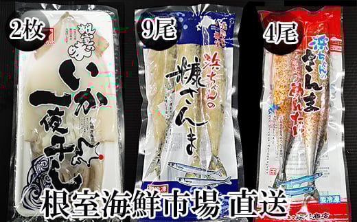 A-11257【年内配送可】 【北海道根室産】いか一夜干し2枚・さんま明太4尾・糠さんま9尾北海道根室市14000魚介・海産物その他 魚介・海産物