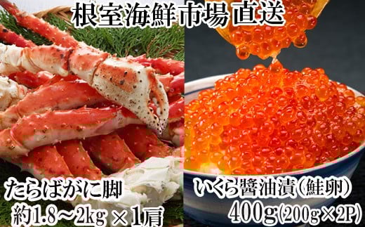 D-28057【12/10まで年内配送】 根室海鮮市場<直送>ボイルたらばがに脚約1.8〜2kg×1肩、いくら醤油漬け(鮭卵)200g×2P北海道根室市58000魚介・海産物カニ