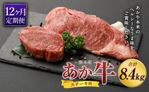 【12ヶ月定期便】 あか牛 ヒレ ステーキ 約300g ・ ロース ステーキ 約400g熊本県高森町600000肉牛肉