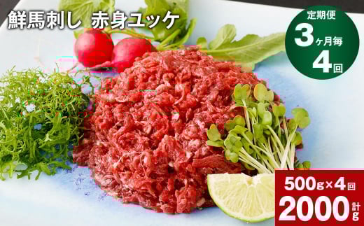 【3ヶ月毎4回定期便】鮮馬刺し 赤身ユッケ 計約2000g(約500g×4回)熊本県高森町48000肉ジビエ