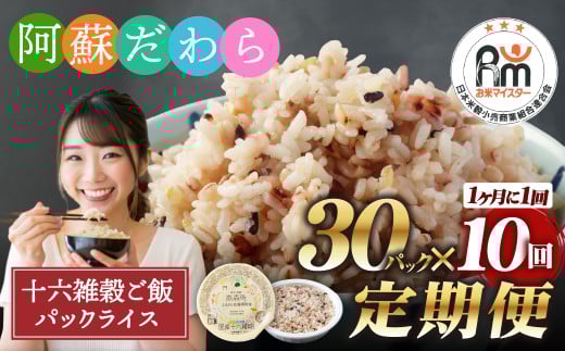 【定期便10ヶ月】阿蘇だわら 十六雑穀ごはん パックライス 160g×30パック 十六雑穀 雑穀 ごはん 米  香り 甘み  国産 定期便熊本県高森町160000米・パン玄米・雑穀米・もち米・餅