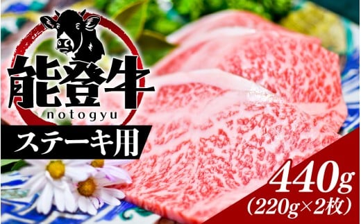能登のブランド牛をご自宅で! 能登牛 ステーキ用 440g(220g × 2枚)| 冷凍便 肉 牛肉 奥能登 能登半島 国産 ステーキ肉 ブランド牛 和牛 黒毛和種 黒毛和牛 石川県穴水町30000肉牛肉
