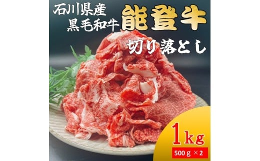 石川県産 能登牛 切り落とし 1kg(500g × 2パック)  | 冷凍便 肉 牛肉 奥能登 能登半島 1キロ 国産 切落し ブランド牛 和牛 黒毛和種 黒毛和牛 石川県穴水町19800肉牛肉
