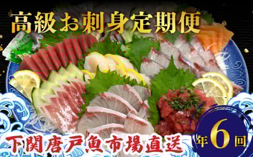定期便 6回 唐戸市場直送 高級お刺身 各2人前 (  定期便 高級 鮮魚 魚介 海 冷凍 小分け 定期便 お楽しみ 人気 刺身 刺し身 さしみ お手軽 解凍するだけ 地魚 産地直送 ヒラメ いくら イクラ タ