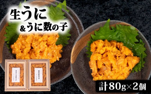 生うに 雲丹数の子 セット  計 160g ( 80g ×2 ) 塩うに 粒うに うに ウニ 雲丹 瓶詰 海鮮 魚介 新鮮 人気 珍味 父の日 母の日 お中元 お歳暮 年末 年始 ギフト プレゼント 贈り物 贈答 感謝 高級