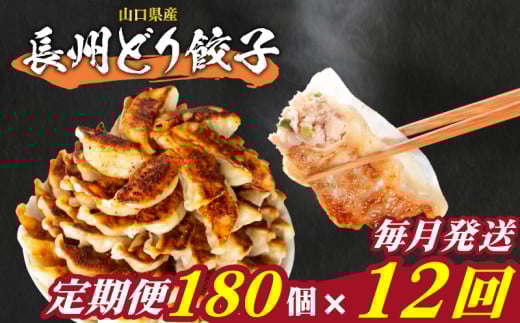 訳あり 長州どり餃子 12回 毎月 定期便 180個 12個×15パック 冷凍 小分け 大容量 ぎょうざ ギョウザ ギョーザ山口県下関市120000肉鶏肉