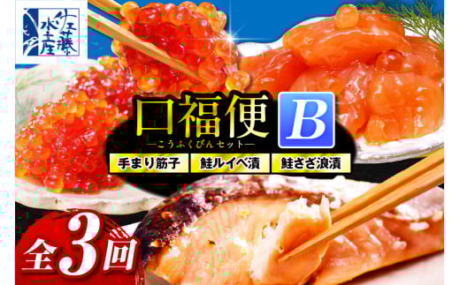 佐藤水産の豊富産の手まり筋子と鮭さざ浪漬 ・口福便セットB 全3回北海道豊富町70000魚介・海産物いくら