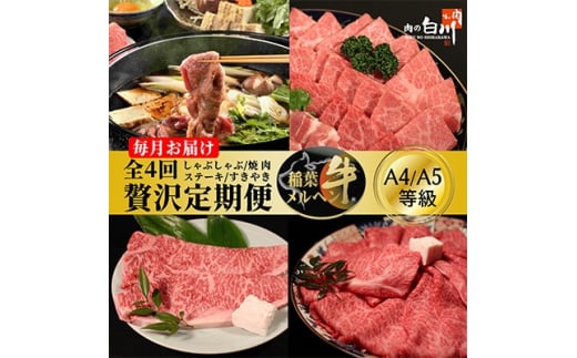 <毎月定期便>稲葉メルヘン牛食べ比べ<贅沢セット>全4回【4004675】富山県小矢部市149000肉牛肉