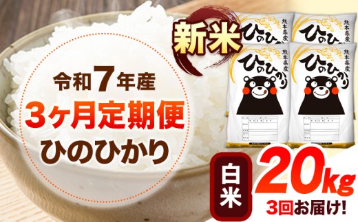 令和7年産【3ヶ月定期便】新米 白米 ひのひかり 20kg 《11月から出荷開始》 熊本県産 白米 精米 ひの  熊本県 山江村 SDGs 米 コメ こめ 国産熊本県山江村139500米・パン白米
