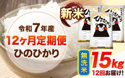 令和7年産【12ヶ月定期便】新米 無洗米 ひのひかり 15kg 《11月から出荷開始》 熊本県産 無洗米 精米 ひの  熊本県 山江村 SDGs 米 コメ こめ 国産熊本県山江村426000米・パン白米