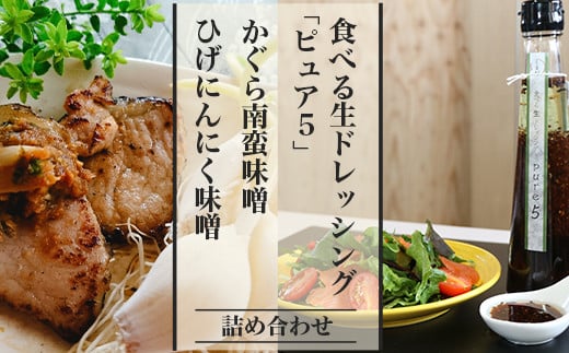 57-04食べる生ドレッシング「ピュア5」、かぐら南蛮味噌、ひげにんにく味噌詰め合わせ新潟県長岡市11000鍋セット・総菜・加工食品その他 鍋セット・総菜・加工食品