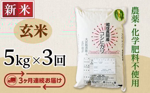 E1-G053A【3ヶ月連続お届け】新潟県長岡産コシヒカリ玄米5kg新潟県長岡市54000米・パン玄米・雑穀米・もち米・餅
