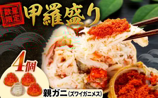 【先行予約】数量限定 親ガニ(ズワイガニメス)甲羅盛り 4個|国産 ズワイガニ 松葉ガニ カニ 蟹 かに ボイル 甲羅盛り 期間限定  鳥取県 三朝町鳥取県三朝町20000魚介・海産物カニ
