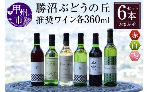 勝沼ぶどうの丘推奨ワイン360ml6本セット C-651【ワイン 白ワイン 赤ワイン ロゼワイン 甲州市 山梨県】山梨県甲州市24000酒・アルコールワイン