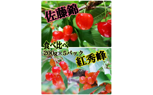 【生産者直送】まるで宝石箱や〜 佐藤錦&紅秀峰 食べ比べSET 約200g×5【2026年発送】(ISI)B17-155山梨県甲州市24000果物・フルーツさくらんぼ