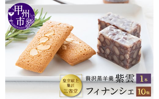 皇室献上菓子舗 三省堂 特製 贅沢蒸羊羹とフィナンシェ10個セット(VYD)B15-930山梨県甲州市18000菓子・スイーツ饅頭・羊羹・大福