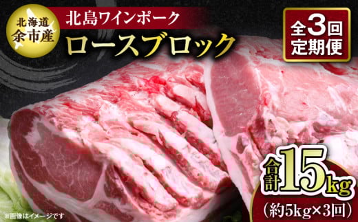 【定期便3回】【農場直送】北海道産 北島ワインポーク ロース ブロック 約5kg 計約15kg北海道余市町170000肉豚肉
