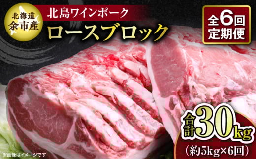 【6回定期便】【農場直送】 北海道産 北島ワインポーク ロース ブロック 約5kg 計約30kg北海道余市町310000肉豚肉