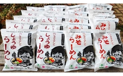 ベジタリアン の ラーメン 20食(2種各10食) セット | わらべ村 麺 めん 即席めん しょうゆ みそ 保存食 M16S49岐阜県美濃加茂市16000麺ラーメン