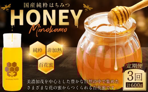 【3ヶ月定期便】国産 無添加 MINOKAMO HONEY はちみつ 1本(200g)×3回 | 藤井養蜂 蜂蜜 ハニー 非加熱 純粋 百花蜜 定期便 岐阜岐阜県美濃加茂市14000鍋セット・総菜・加工食品ジャム・はちみつ