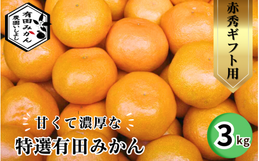 有田 みかん 特選 赤秀 3kg 【 創業120年 農家直送 】 / 温州みかん 有田みかん 甘い ギフト 贈答 高級 和歌山 柑橘 ※11月より順次発送予定 【isy004-gif-3B】和歌山県広川町15000果物・フルーツみ