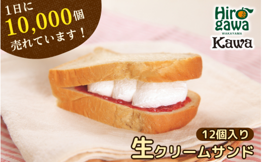パン工房 カワ の 生クリーム サンド 12個入 / スイーツ パン 洋菓子 お菓子 和歌山【kwa112-nama-12】和歌山県広川町12000米・パンパン