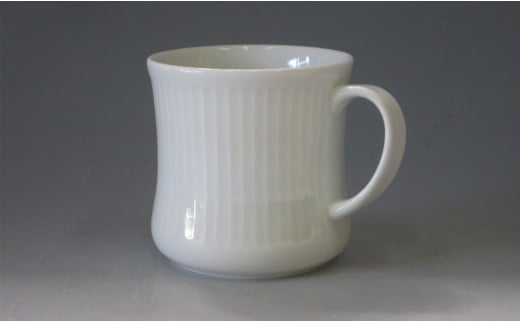 日展会友 照井一玄作 白磁しのぎマグカップ A25-158佐賀県有田町25000雑貨・日用品食器・グラス