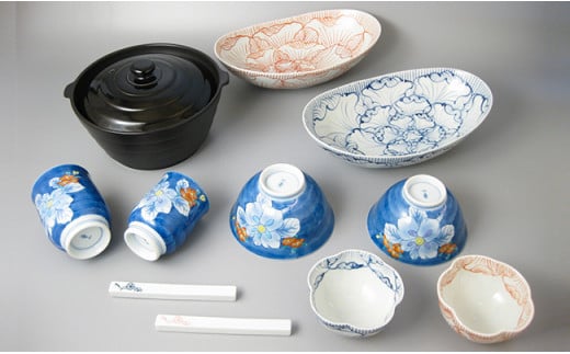 食卓セットD(Only碗・鉢2・小鉢2・飯碗湯呑2・箸置2)大慶 A100-75佐賀県有田町100000雑貨・日用品食器・グラス