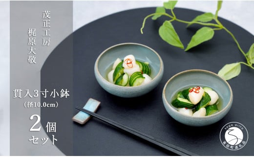 有田焼 貫入青磁3寸小鉢 2個セット【梶原大敬 茂正工房】器 うつわ 食器 皿 小ぶり 小鉢 ボウル 2個 セット ペア 青磁 貫入 青 夏 シンプル 作家 ろくろ 電子レンジ対応 A20-587佐賀県有田町20000