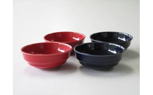 有田焼 赤釉&墨ルリ 波紋鉢 小 4個セット ARITA PORCELAIN LAB【アリタポーセリンラボ】小鉢 マルチボウル スープ皿 モダン シンプル 赤 ネイビー A30-591佐賀県有田町30000雑貨・日用品食器・グラス