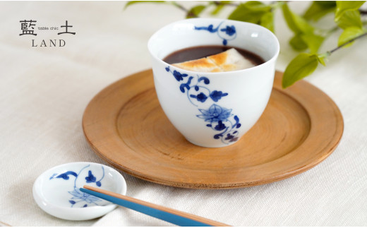 有田焼 ゆらり和カップ&豆皿セット/帯花唐草【藍土】 フリーカップ おしゃれ 贈り物 ギフト A12-173佐賀県有田町12000雑貨・日用品食器・グラス