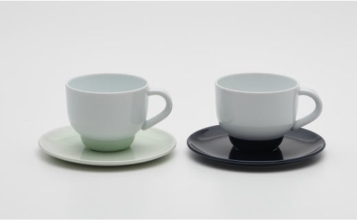 2016/ PD Cup & Saucer set【2016/オリジナル】有田焼 食器 カップ ティーカップ コーヒーカップ カップ&ソーサー 2客 セラドン ダークブルー シンプル AA45-348佐賀県有田町45000雑貨・日用品食器・グ