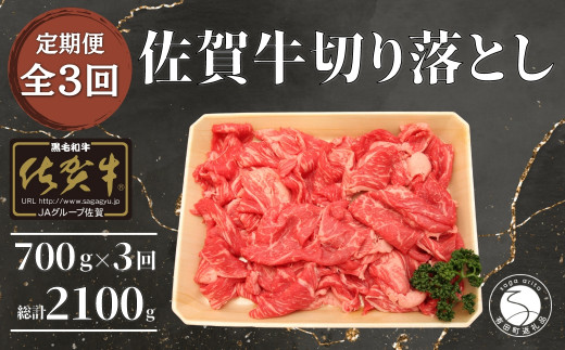 【3回定期便 総計2100g】【佐賀牛】切り落とし肉700g N90-6佐賀県有田町90000肉牛肉
