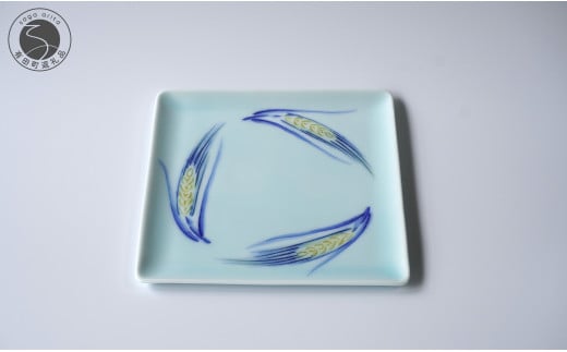 有田焼 麦おどる角皿 【晩香窯 庄健】食器 うつわ 器 シンプル 上品 絵付け 取り皿 ケーキ 手彫り 手作り A15-281佐賀県有田町15000雑貨・日用品食器・グラス