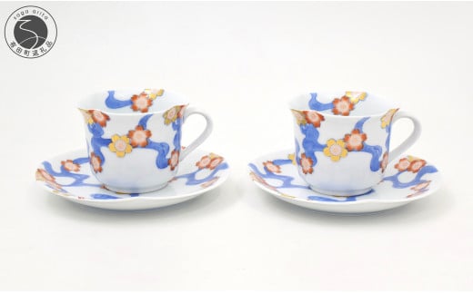 有田焼 川に桜 ペア碗皿【深川製磁】食器 器 うつわ カップ&ソーサー セット 金彩 贈り物 ギフト A120-30佐賀県有田町120000雑貨・日用品食器・グラス