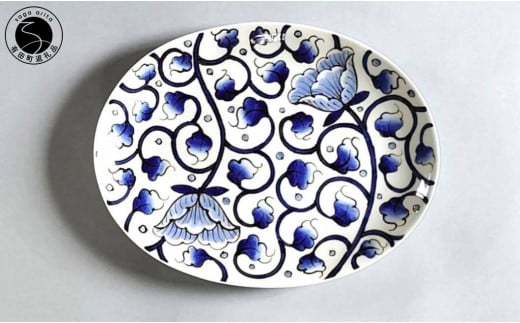 有田焼 惣太窯 楕円32cm 盛皿 舞い牡丹【白峰堂】食器 器 うつわ 手描き 楕円皿 オ−バル皿 A45-297佐賀県有田町45000雑貨・日用品食器・グラス