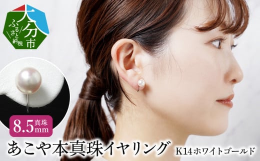 あこや本真珠イヤリング 真珠8.5mm 14Kホワイトゴールド アクセサリー ジュエリー パール おしゃれ シンプル 高品質 贈り物 天然 真珠 冠婚葬祭 レディース R14113大分県大分市140000衣類・装